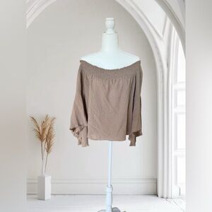 Stylish Off-Shoulder Tan Top